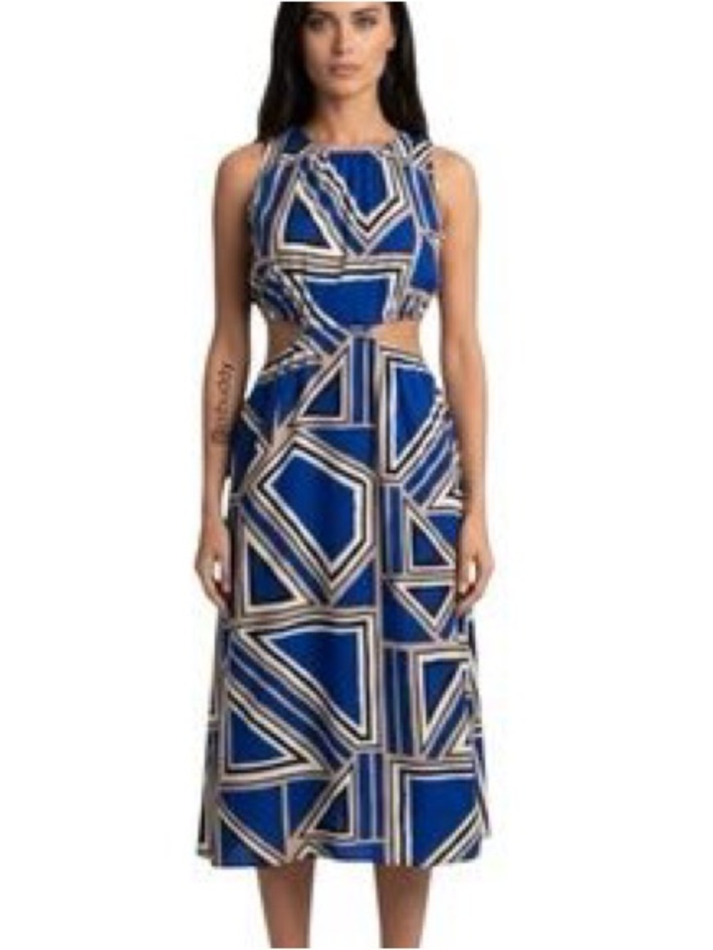 Banana Republic Blue Geometric Cutout Midi Dress xs